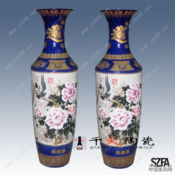 18蓝釉花开富贵陶瓷大花瓶DPFC00760018-160